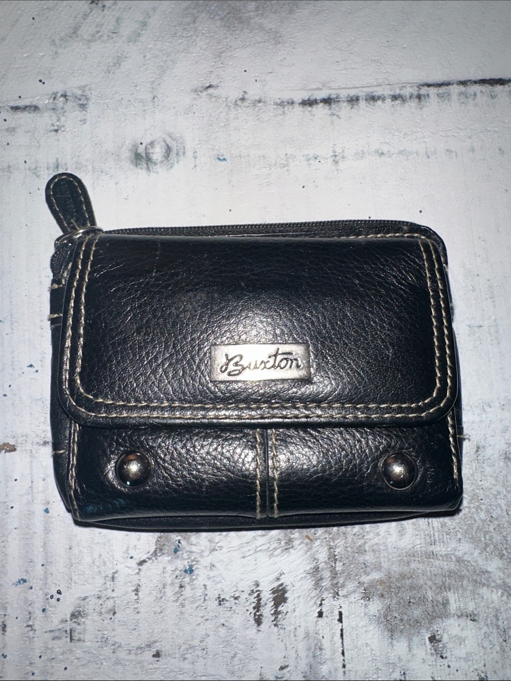 Buxton Leather Compact Zip & Snap Wallet